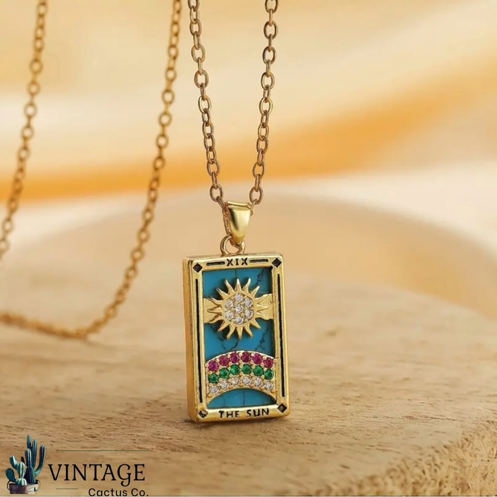New! "The Sun" Tarot Card ~ 18K gold plated necklace!